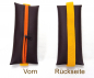 Mobile Preview: Mäppchen schokobraun Kunstleder, Gummiband gelb, Zipper orange, A5 Notizbuch Planer A4 Ordner, by BuntMixxDesign